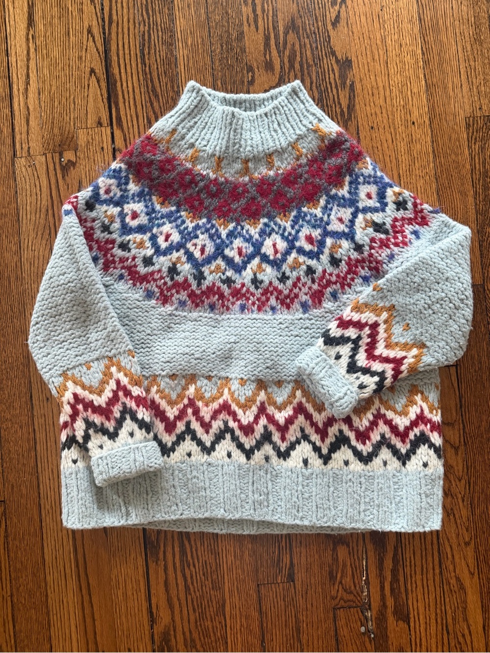 Rachel Comey Hand-Knit Fair Isle Sweater — Baby Alpaca & Merino, Size XS